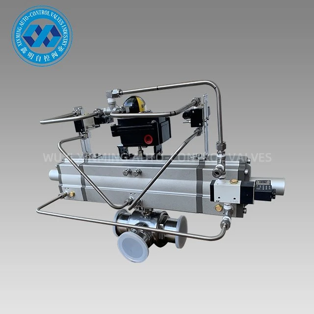 Falf Pêl 3 Ffordd Gyda Actuator Niwmatig