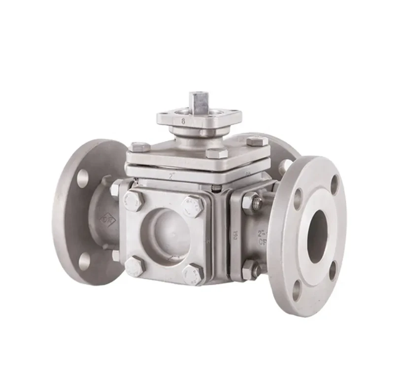 Falf Pêl 3 Ffordd Gyda Actuator Niwmatig Troi 180 Gradd