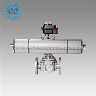 Actuator niwmatig tri safle ar gyfer rheoleiddio llif manwl gywir