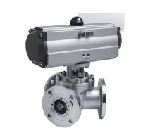 Falf Pêl 3 Ffordd Actuator Niwmatig 180 Gradd, Falf Pêl 3 Ffordd Gydag Actuator Niwmatig
