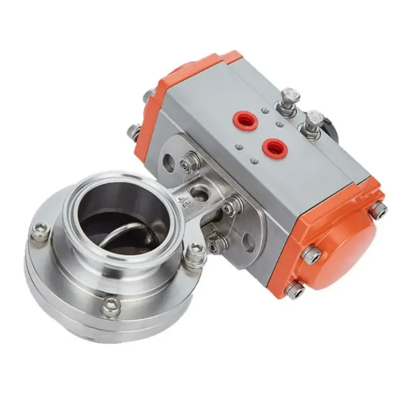 Falf glöyn byw niwmatig actuator gradd hylan wafer